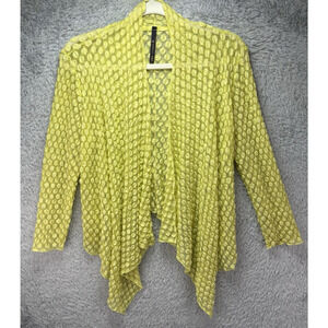 IC by Connie K Medium Yellow Sheer‎ Cardigan Top Waterfall Textured Lightweight